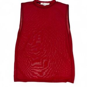 Vintage Y2K RARE Catherine Cortney Red‎ Sleeveless Sheer Mesh Top